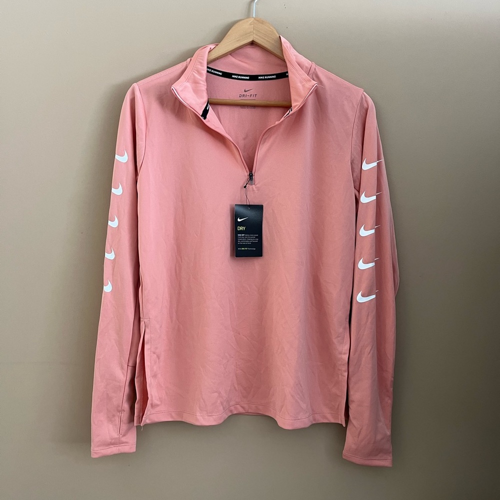 Nike Sea Coral Swoosh Dri-Fit 1/4 Zip Running Mid Layer Top